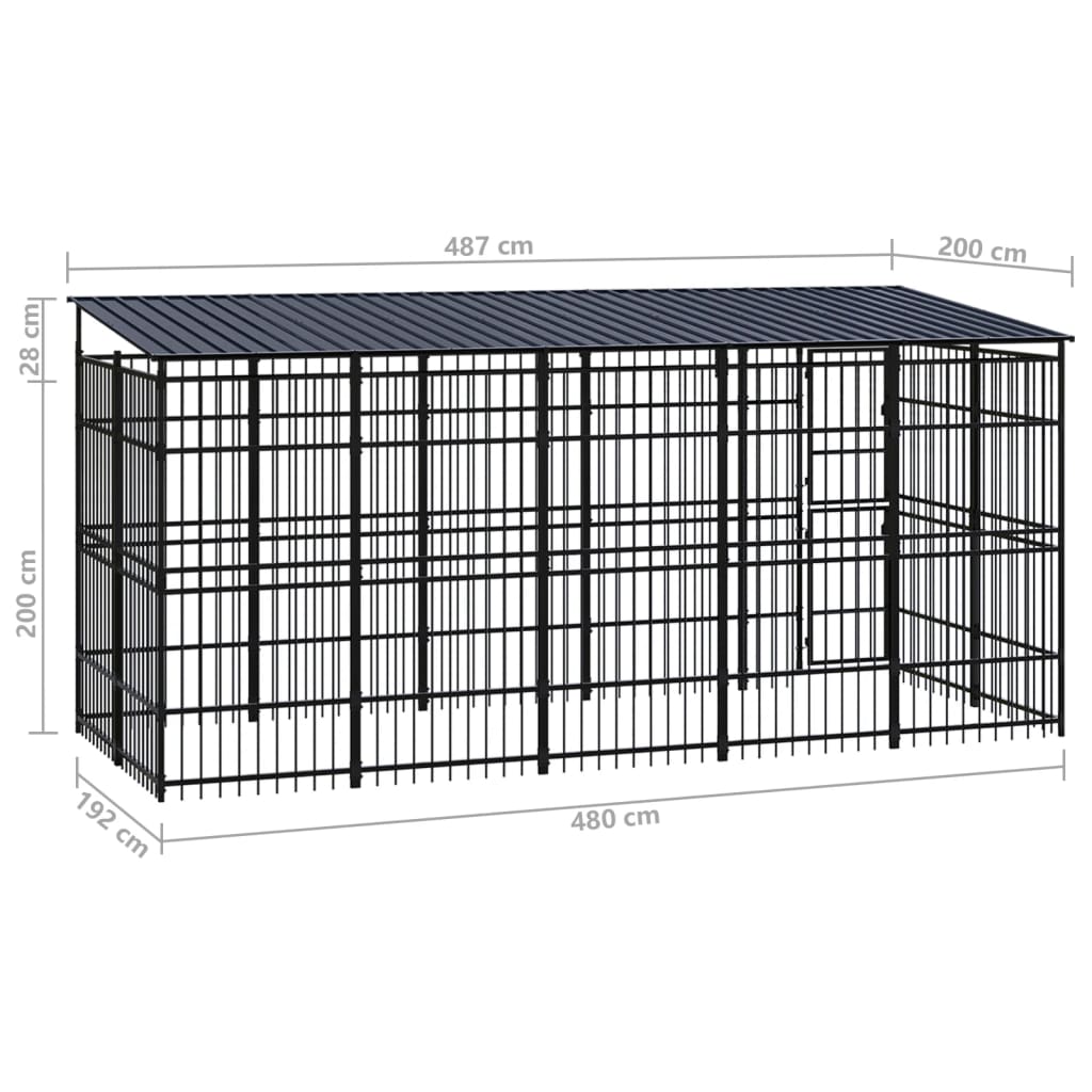 Outdoor Dog Kennel with Roof Steel 9.22 m²