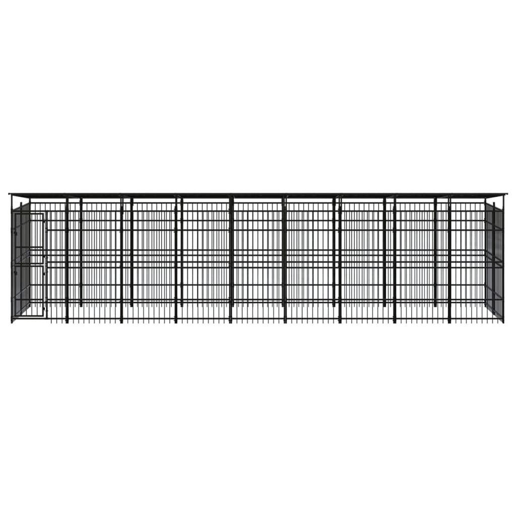 Outdoor Dog Kennel with Roof Steel 16.59 m²