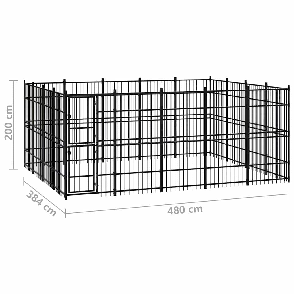 Outdoor Dog Kennel Steel 18,43 m²