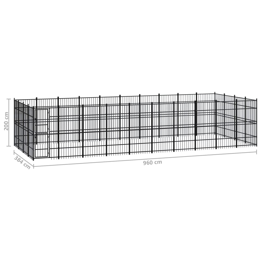 Outdoor Dog Kennel Steel 36.86 m²