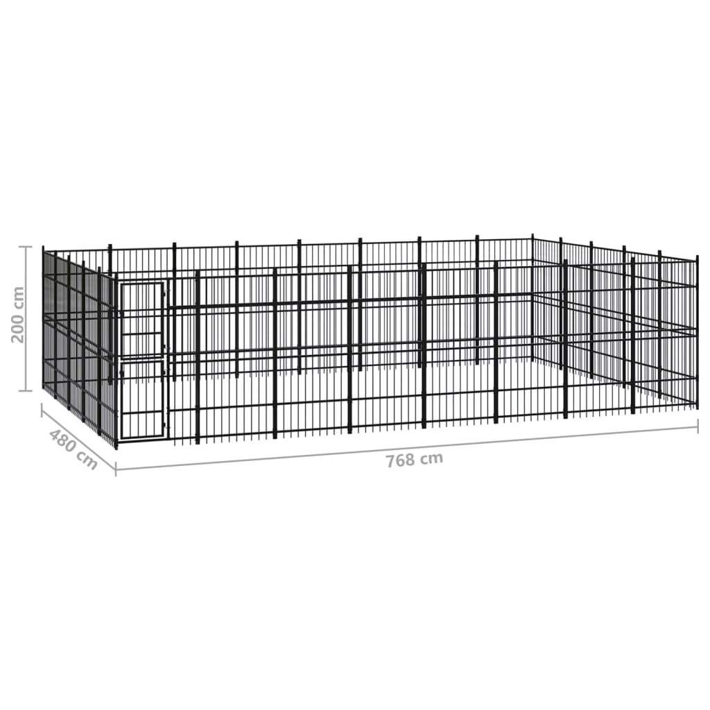 Outdoor Dog Kennel Steel 36.86 m²