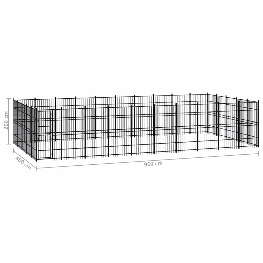 Outdoor Dog Kennel Steel 46,08 m²