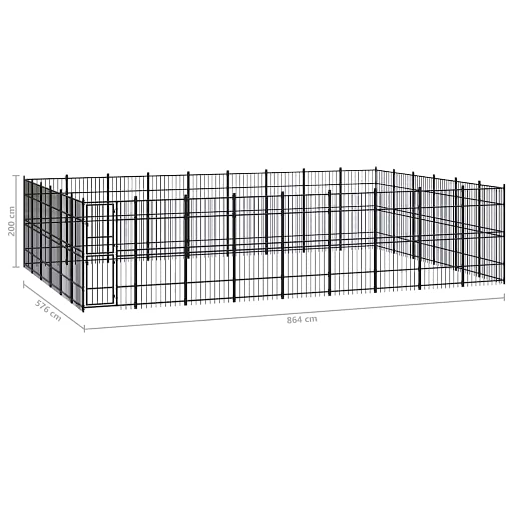 Outdoor Dog Kennel Steel 49,77 m²
