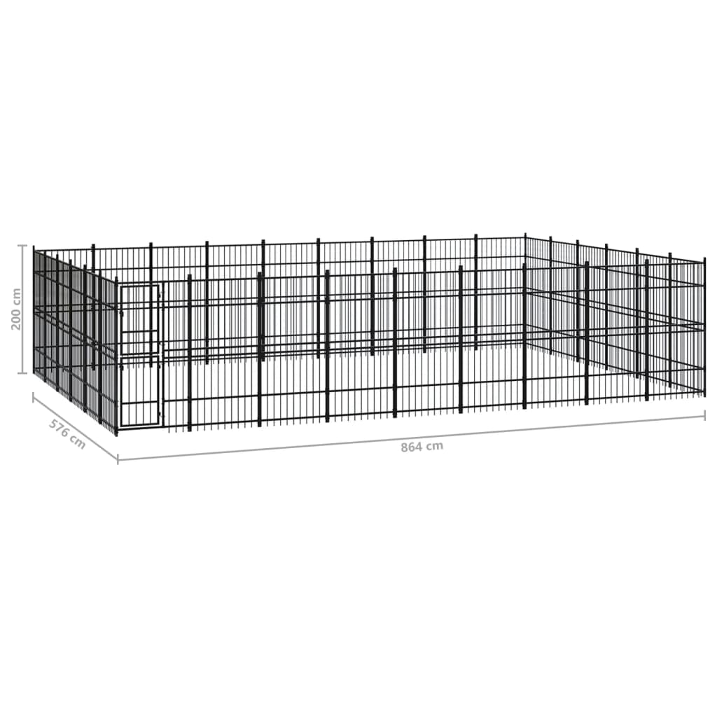 Outdoor Dog Kennel Steel 49.77 m²