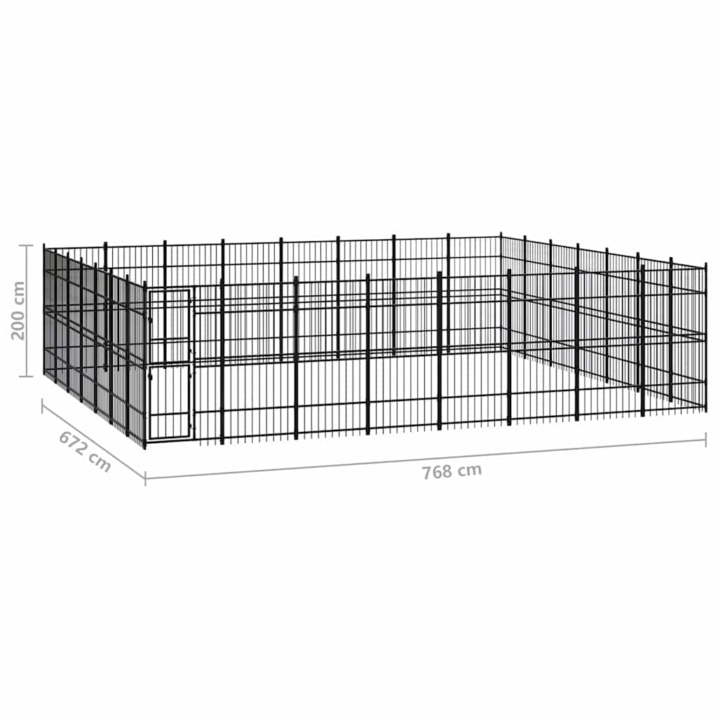 Outdoor Dog Kennel Steel 51,61 m²