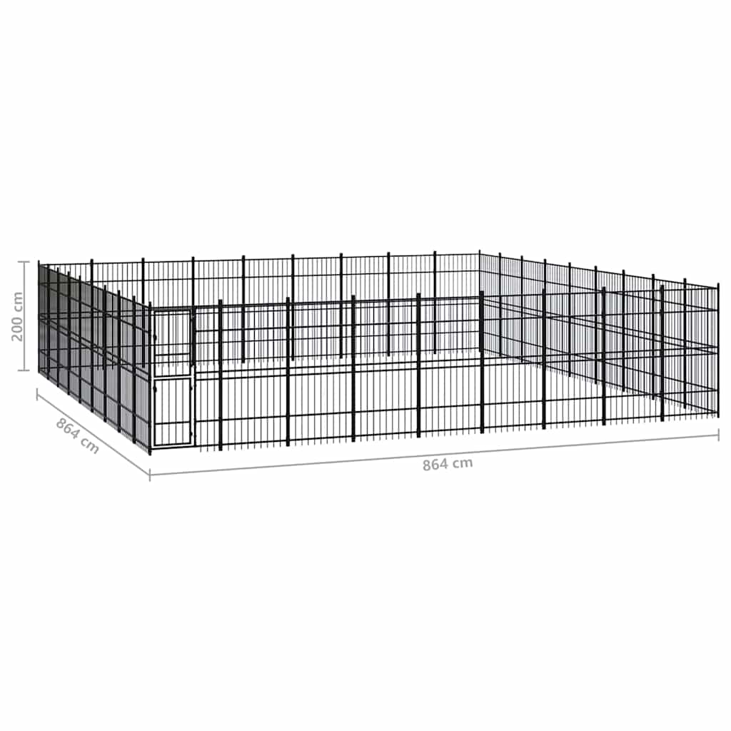 Outdoor Dog Kennel Steel 74,65 m²
