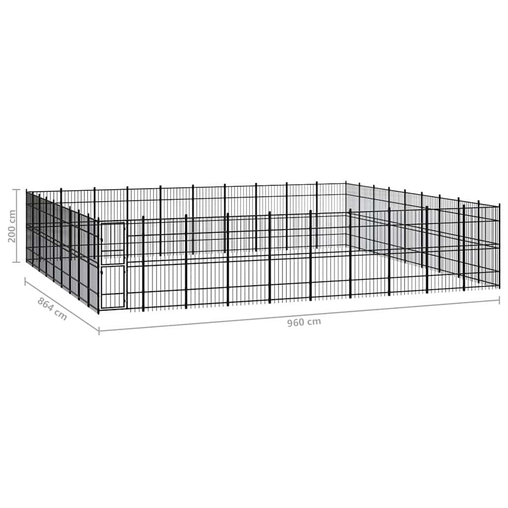 Outdoor Dog Kennel Steel 82,94 m²