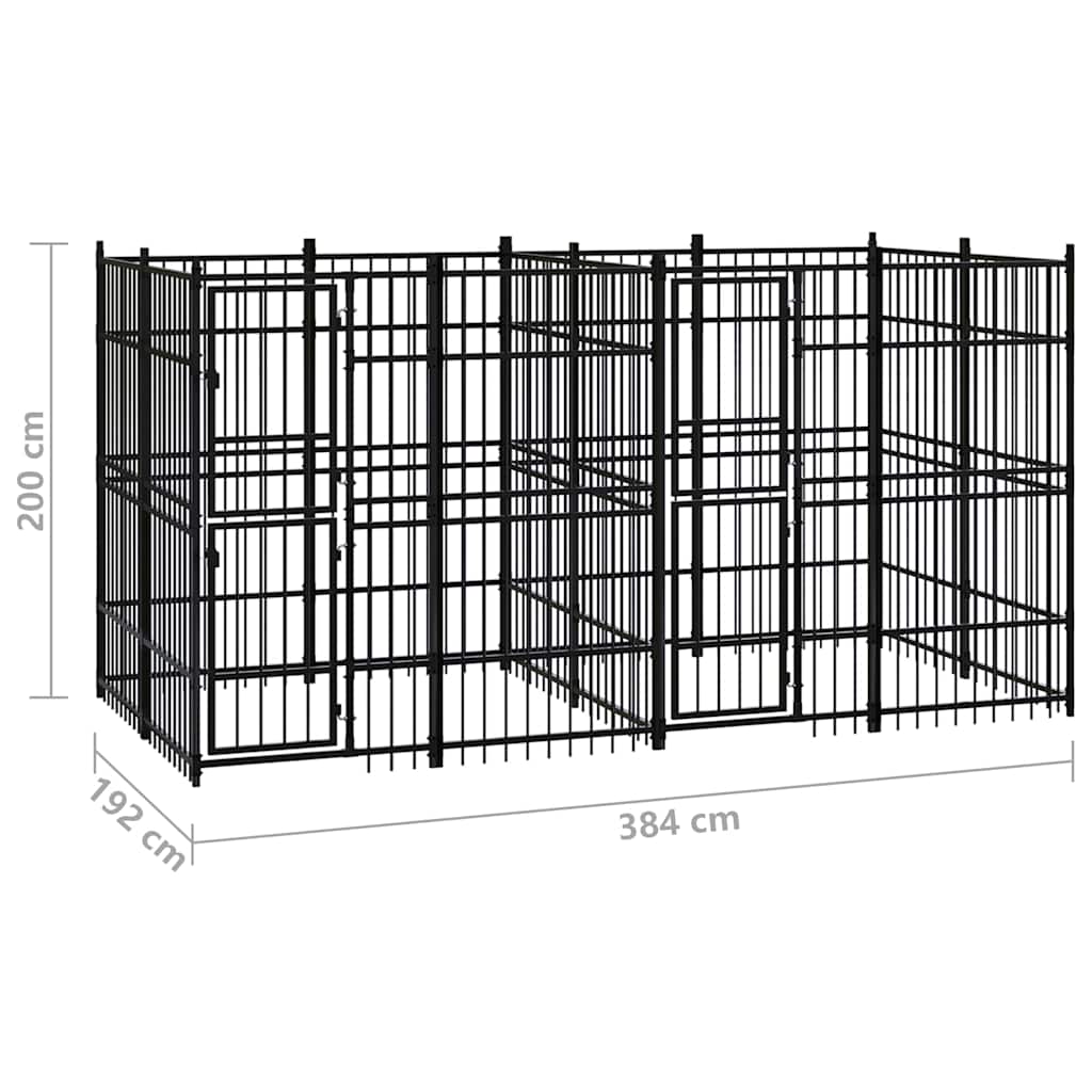 Outdoor Dog Kennel Steel 7,37 m²