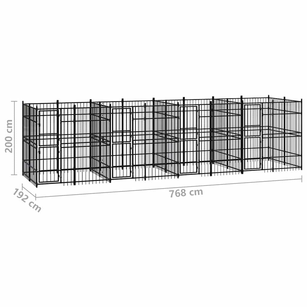 Outdoor Dog Kennel Steel 14,75 m²