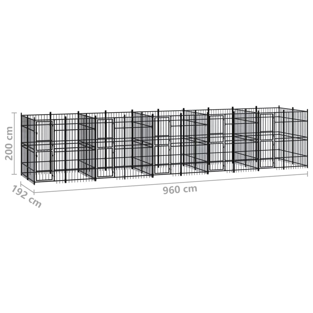 Outdoor Dog Kennel Steel 18.43 m²