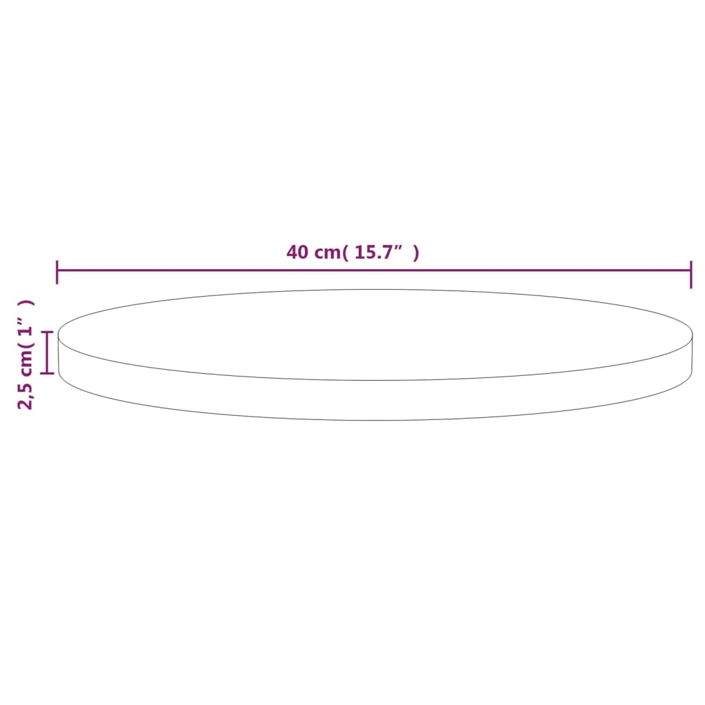 Table Top Ø40x2.5 cm Solid Wood Pine