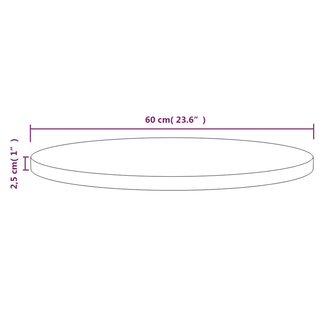 Table Top White Ø60x2.5 cm Solid Wood Pine