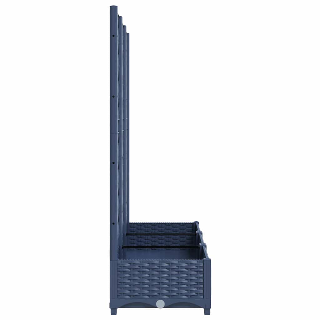 Garden Planter with Trellis Blue Grey 120x40x121.5 cm PP