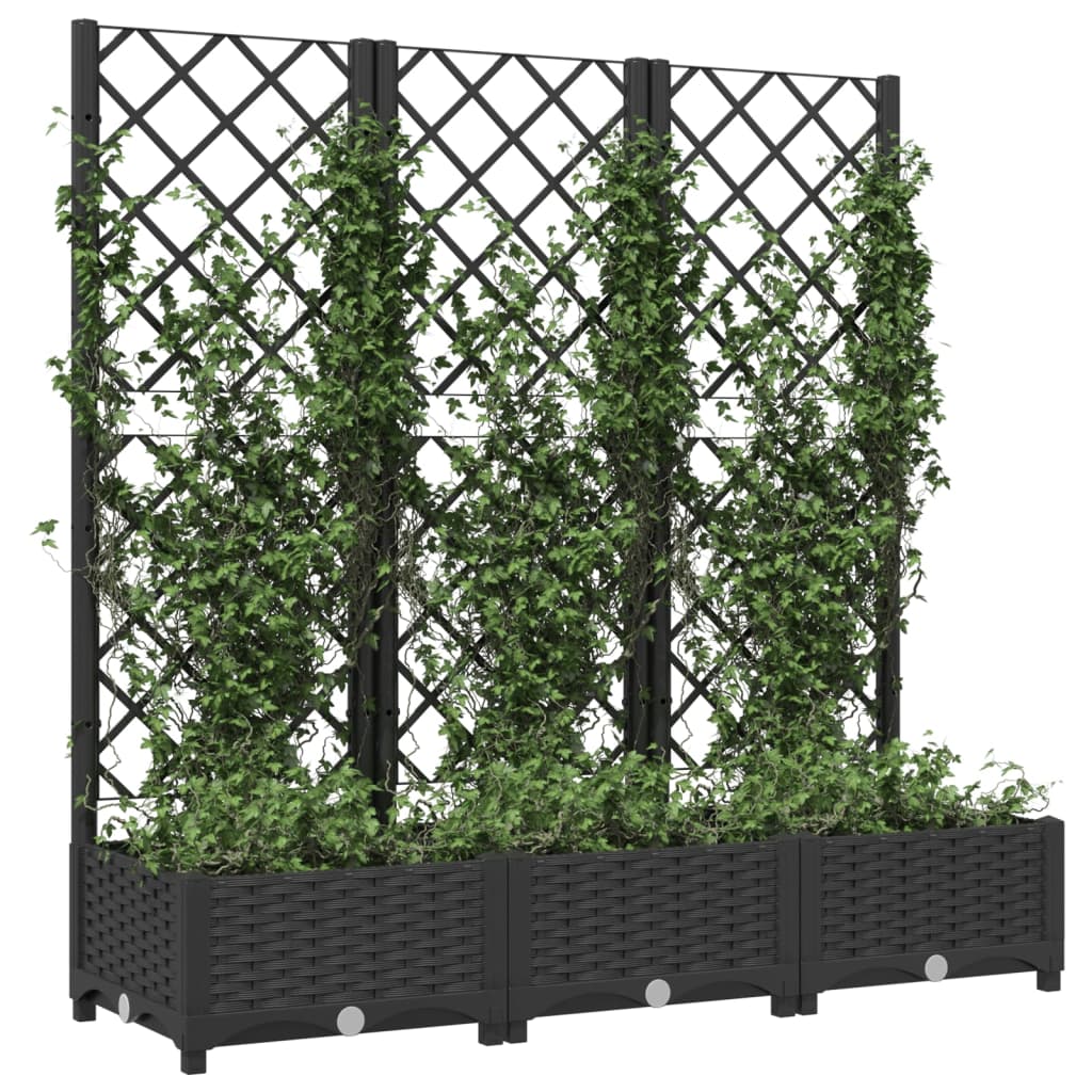 Garden Planter with Trellis Black 120x40x121.5 cm PP