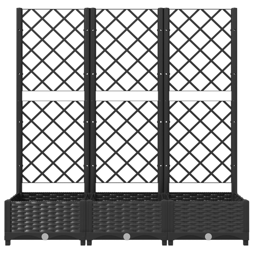 Garden Planter with Trellis Black 120x40x121.5 cm PP