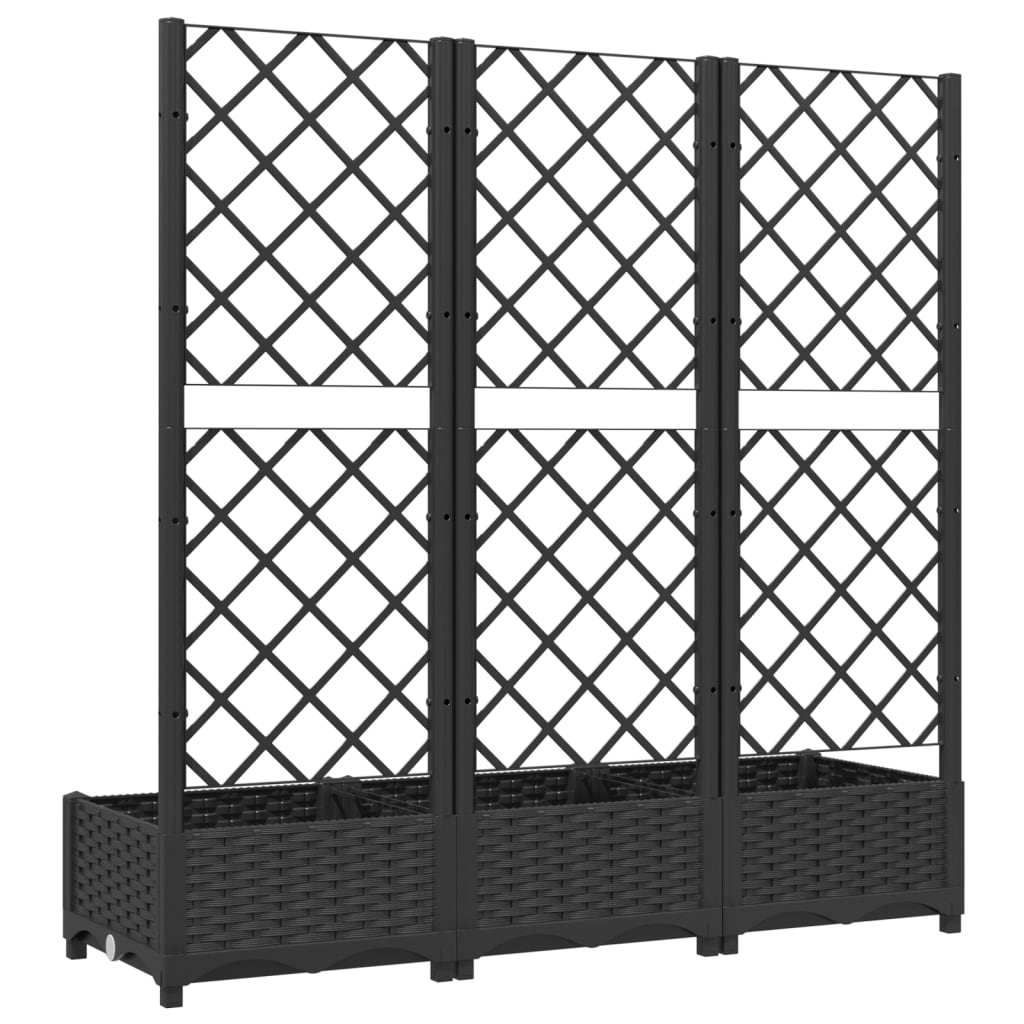 Garden Planter with Trellis Black 120x40x121.5 cm PP