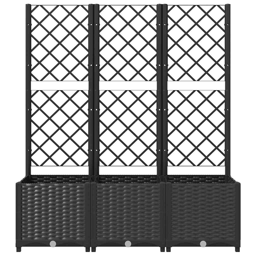 Garden Planter with Trellis Black 120x40x136 cm PP