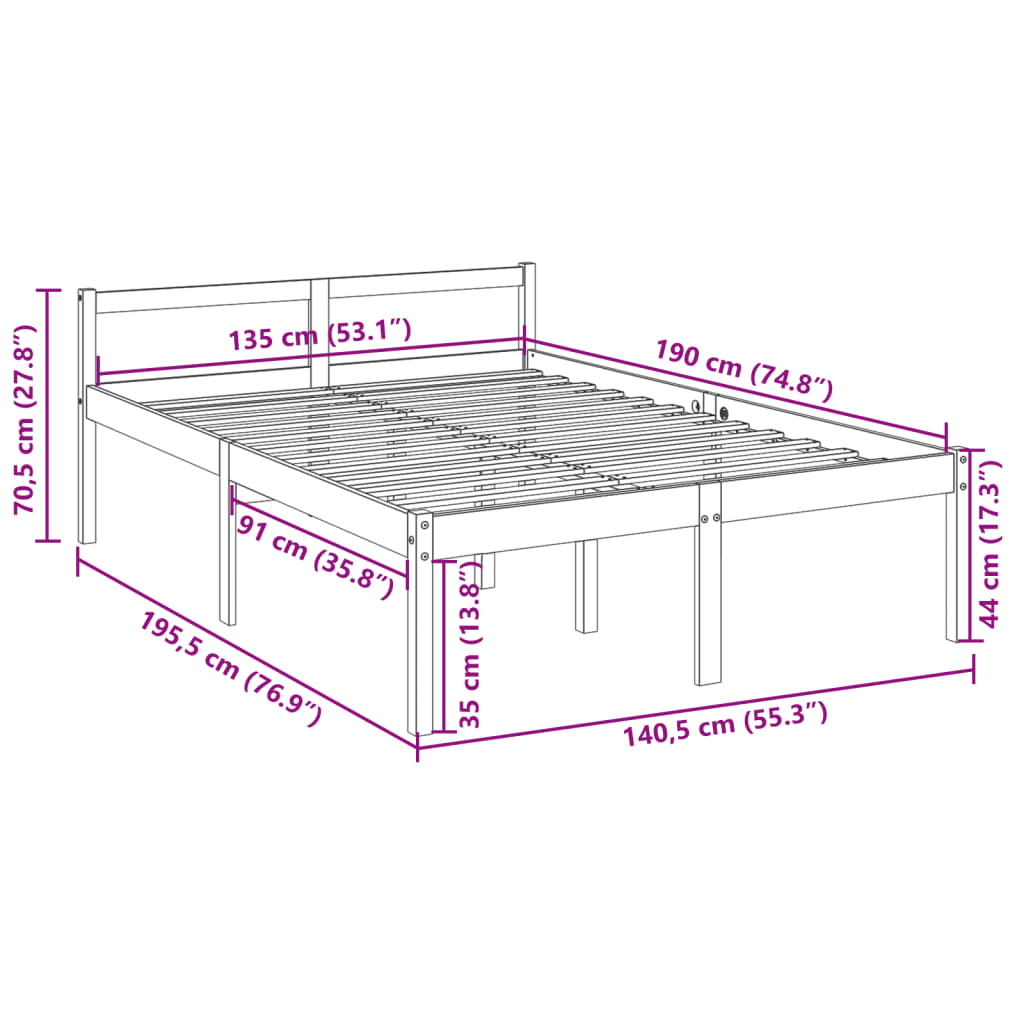 Senior Bed without Mattress 135x190 cm