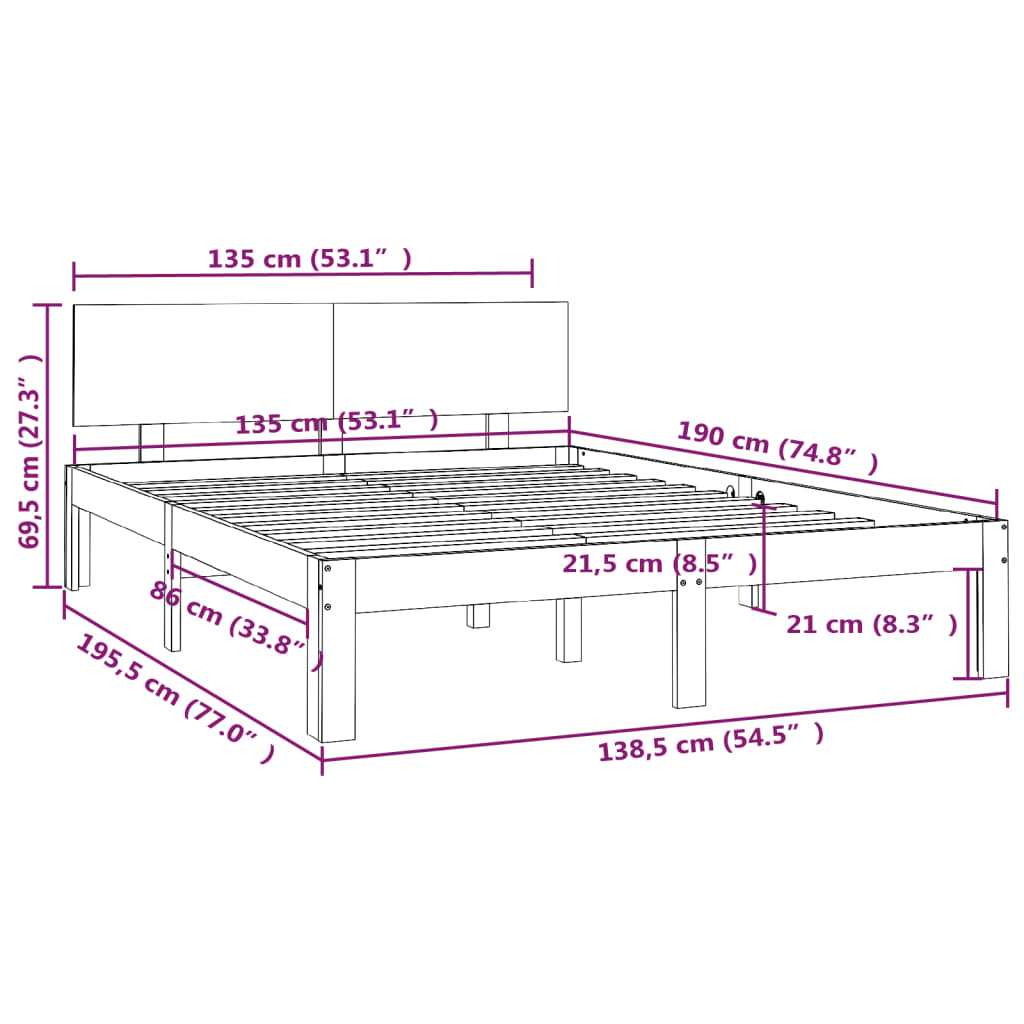 Bed Frame without Mattress 135x190 cm