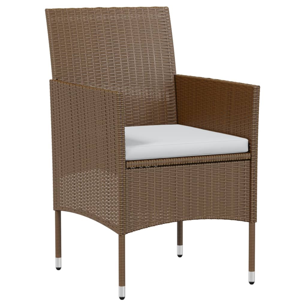 3 Piece Garden Dining Set Poly Rattan Brown