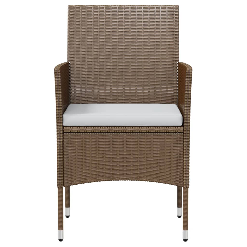 3 Piece Garden Dining Set Poly Rattan Brown