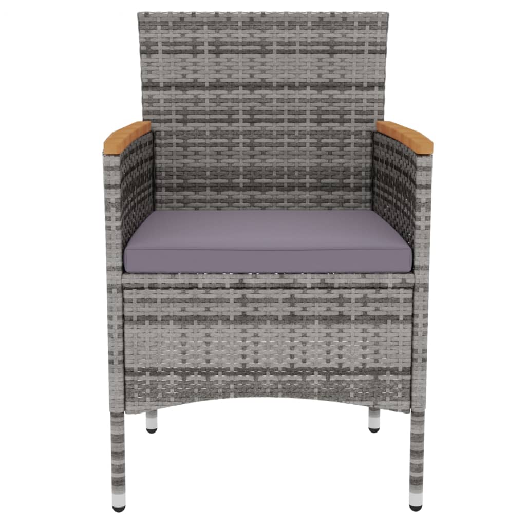 3 Piece Garden Dining Set Poly Rattan Grey