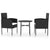 3 Piece Garden Dining Set Poly Rattan Black