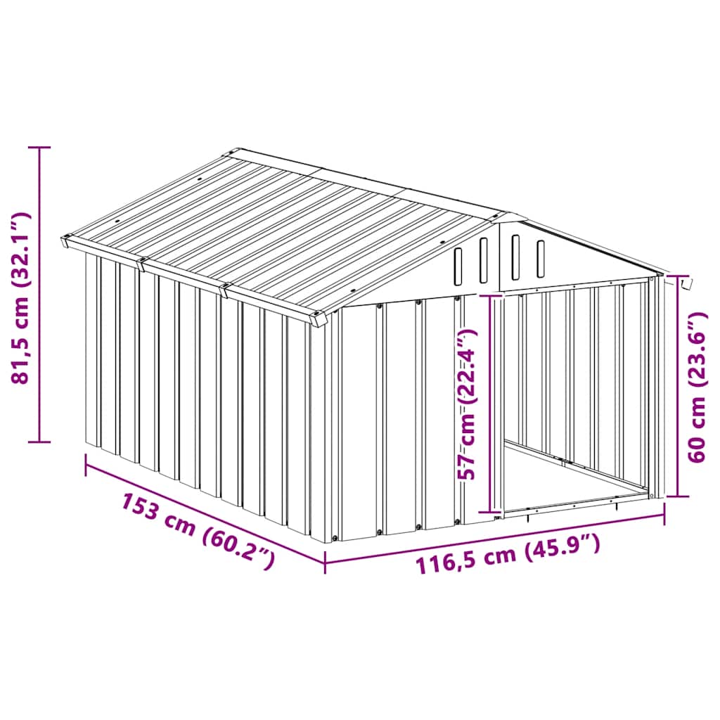 Dog House Anthracite 116.5x153x81.5 cm Galvanised Steel