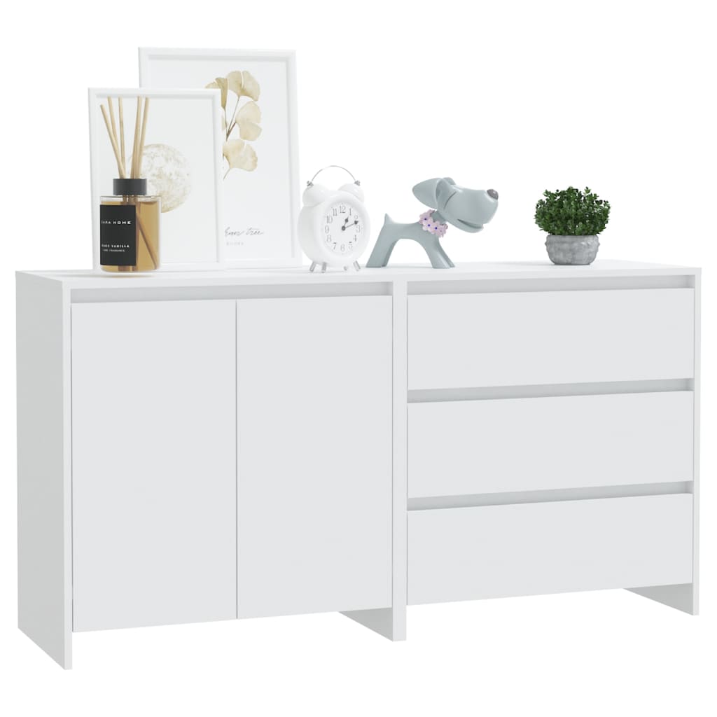 2 Piece Sideboard White Engineered Wood