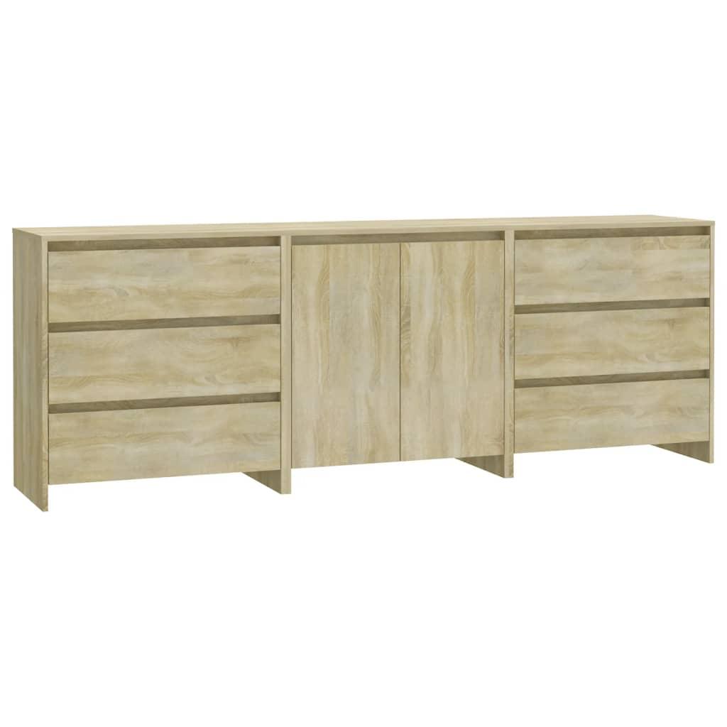 3 Piece Sideboard Sonoma Oak Engineered Wood