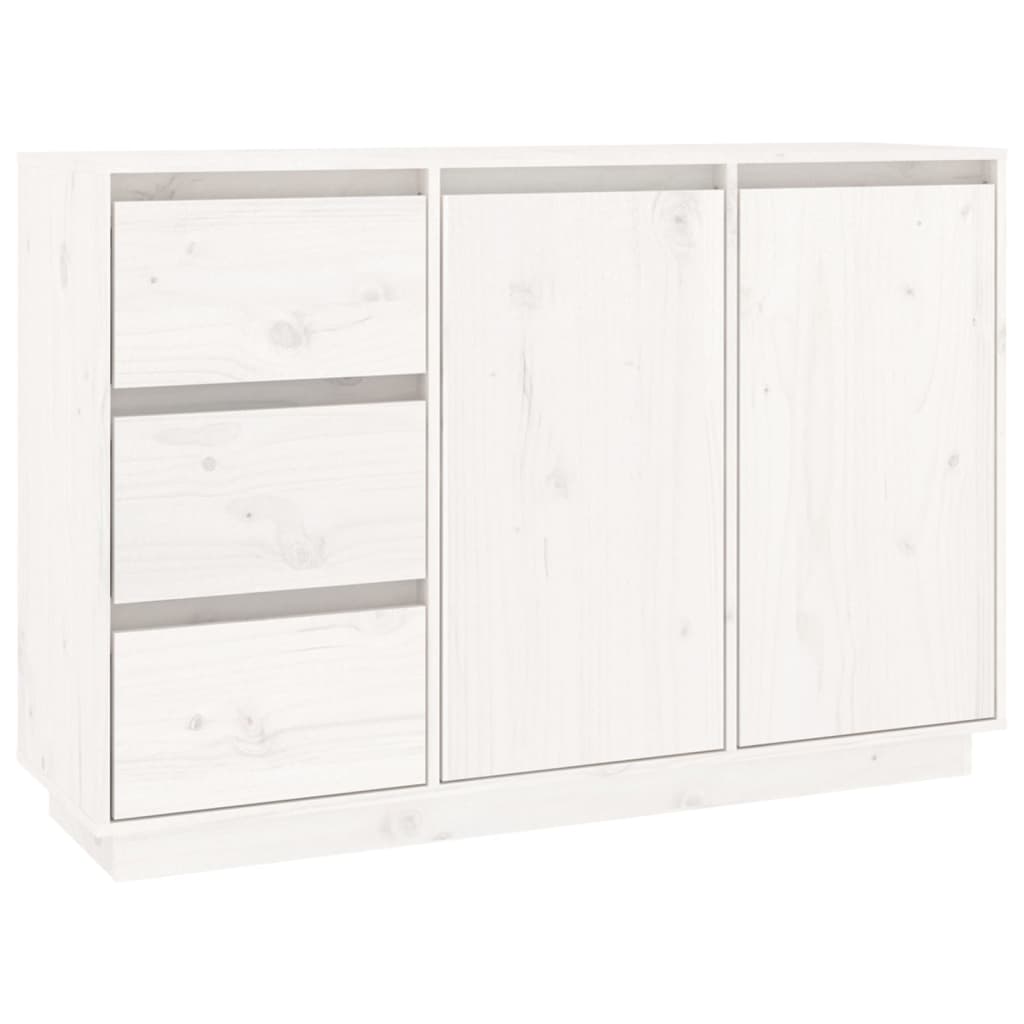 Sideboard White 111x34x75 cm Solid Wood Pine