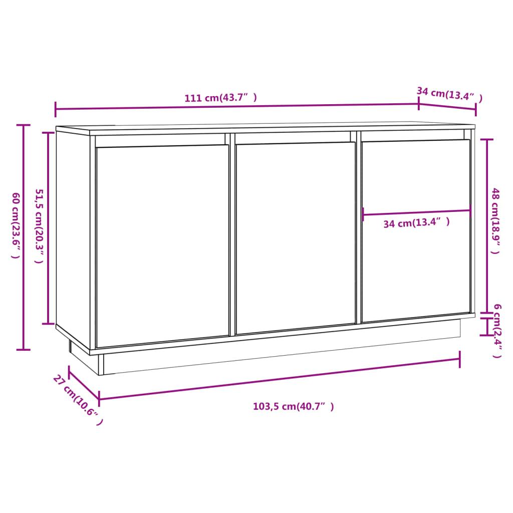 Sideboard White 111x34x60 cm Solid Wood Pine