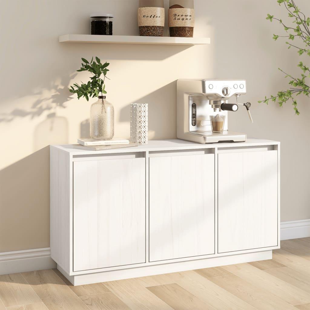 Sideboard White 111x34x60 cm Solid Wood Pine