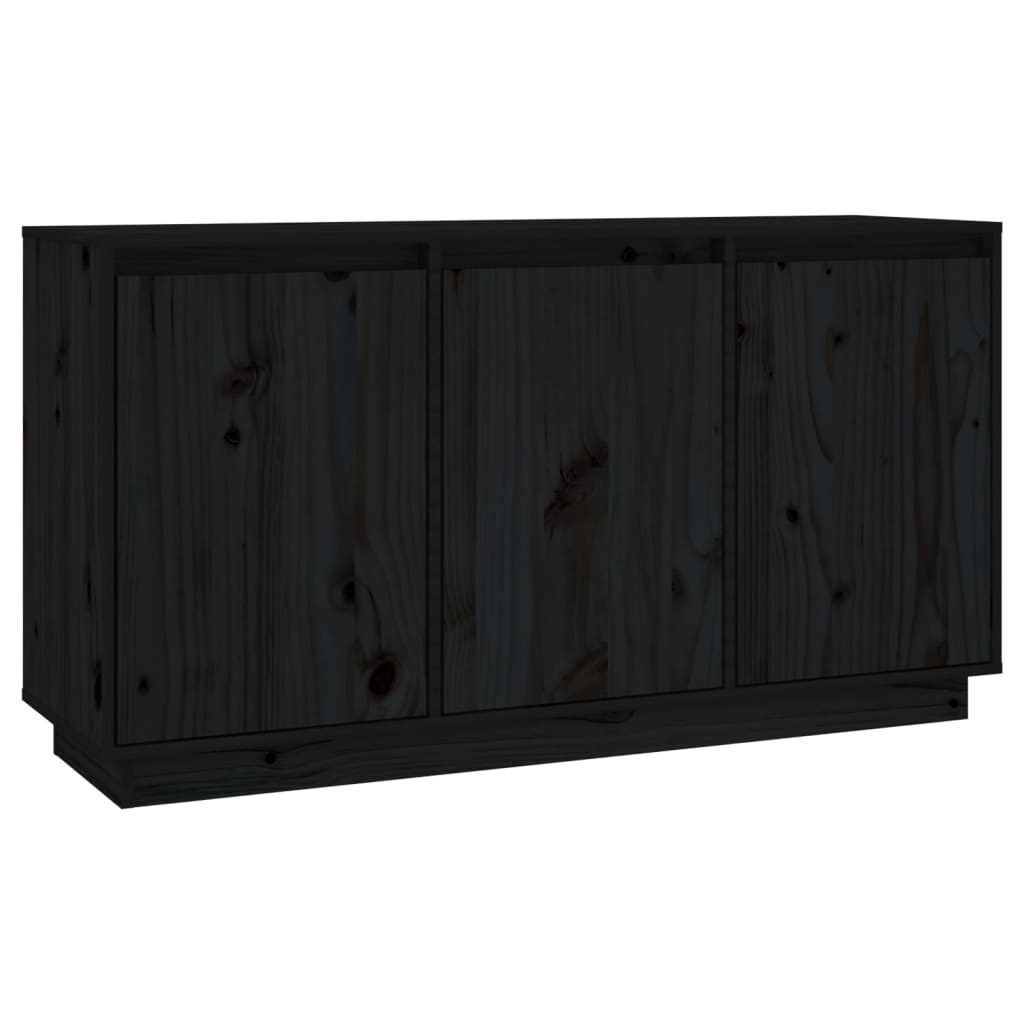 Sideboard Black 111x34x60 cm Solid Wood Pine