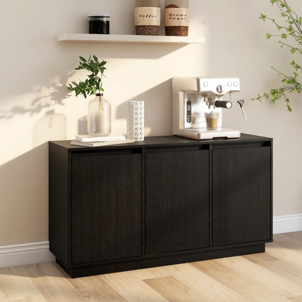 Sideboard Black 111x34x60 cm Solid Wood Pine