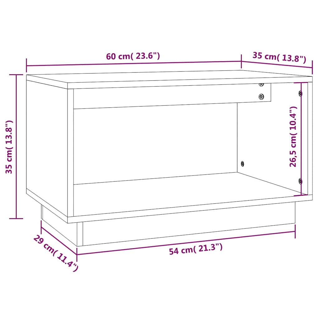 TV Cabinet 60x35x35 cm Solid Wood Pine
