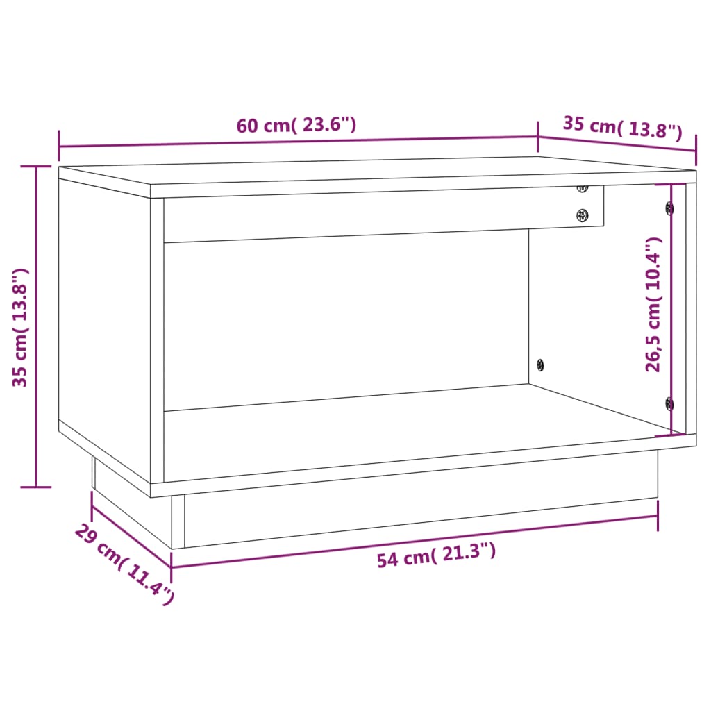 TV Cabinet 60x35x35 cm Solid Wood Pine