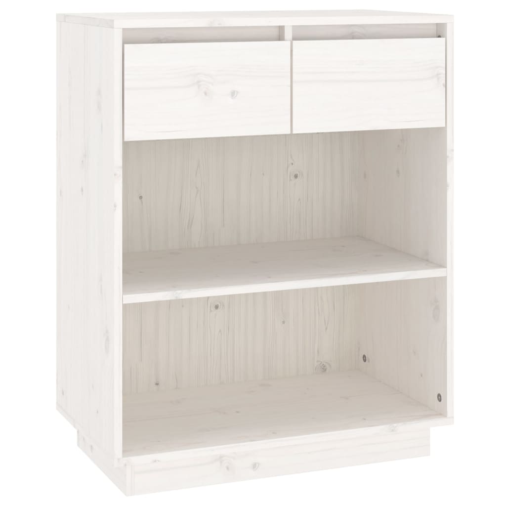 Console Cabinet White 60x34x75 cm Solid Wood Pine