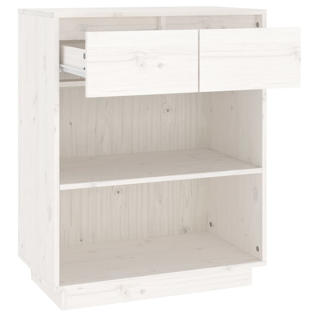 Console Cabinet White 60x34x75 cm Solid Wood Pine