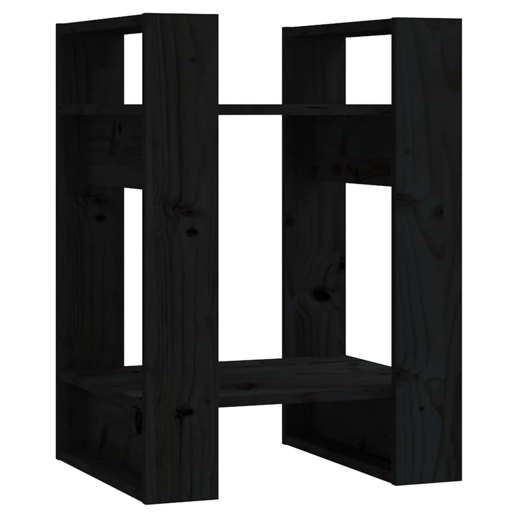 Book Cabinet/Room Divider Black 41x35x57 cm Solid Wood Pine