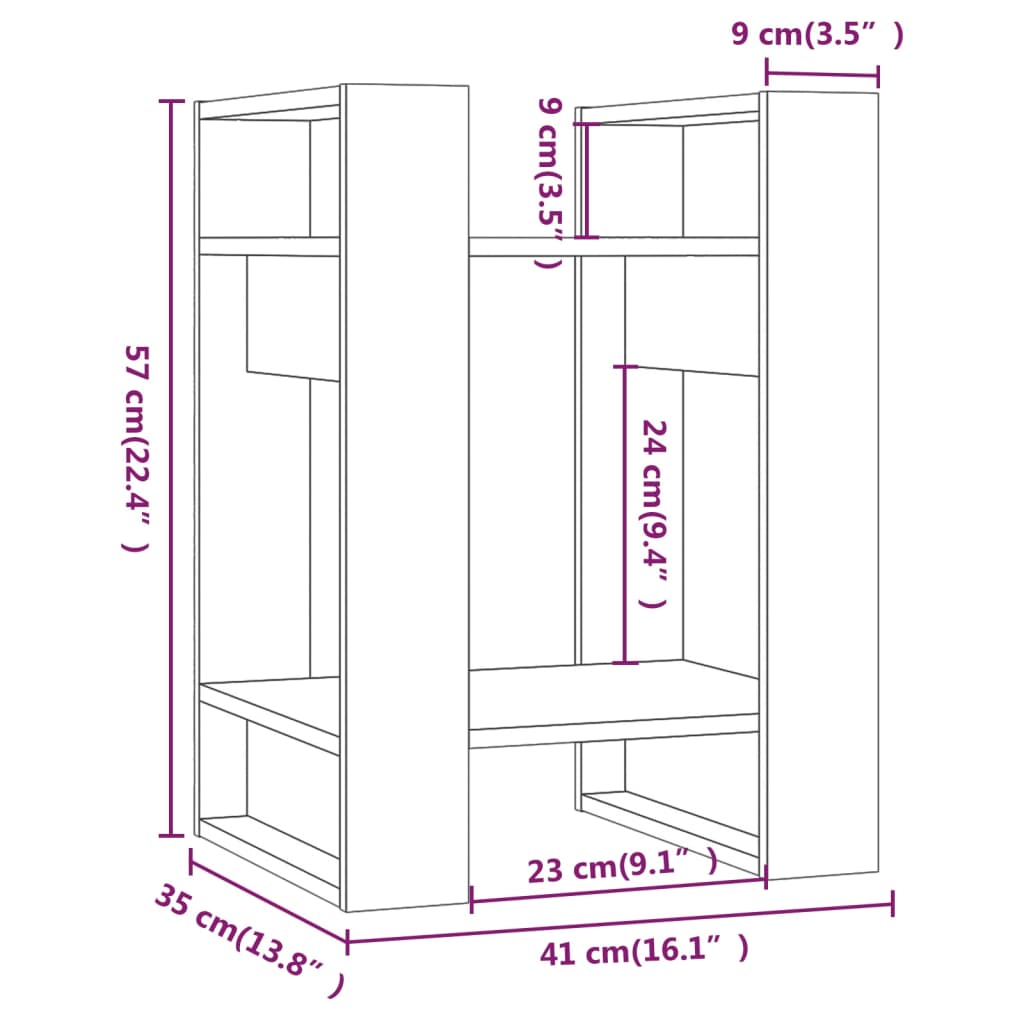 Book Cabinet/Room Divider Black 41x35x57 cm Solid Wood Pine