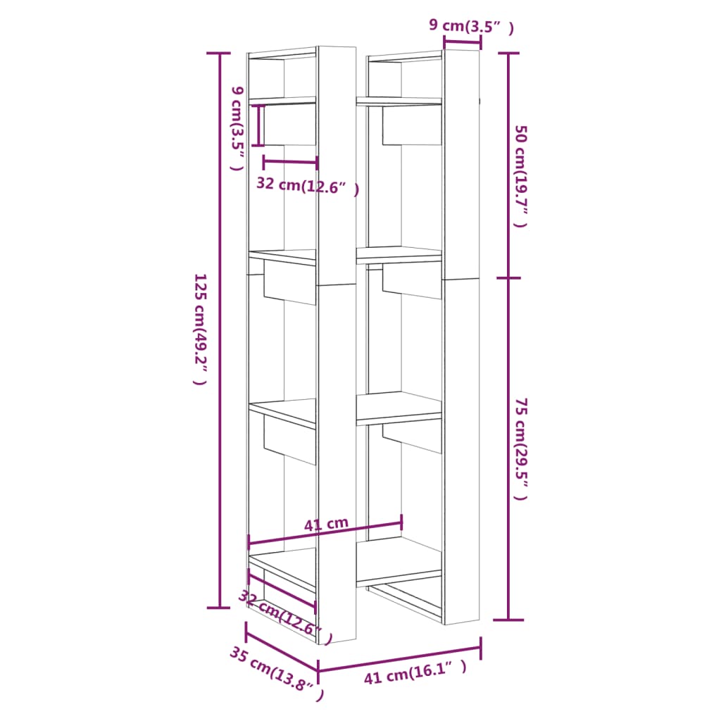 Book Cabinet/Room Divider Honey Brown 41x35x125 cm Solid Wood