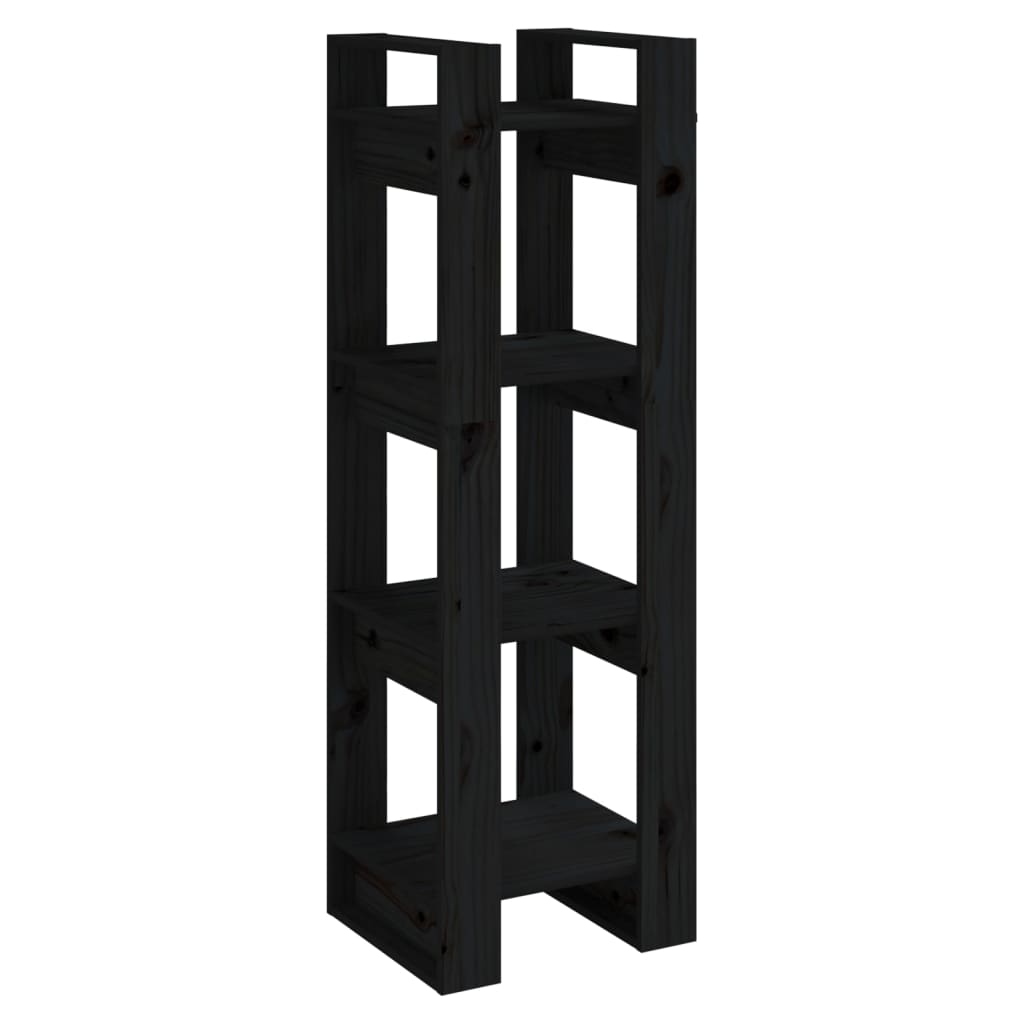 Book Cabinet/Room Divider Black 41x35x125 cm Solid Wood Pine