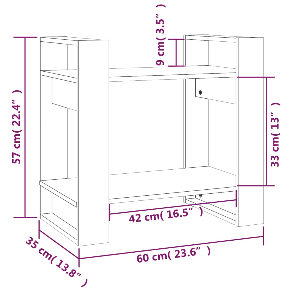 Book Cabinet/Room Divider White 60x35x57 cm Solid Wood Pine