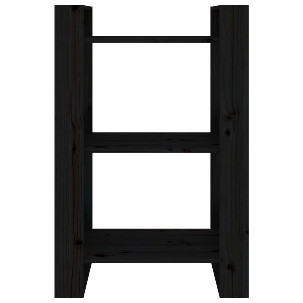 Book Cabinet/Room Divider Black 60x35x91 cm Solid Wood Pine