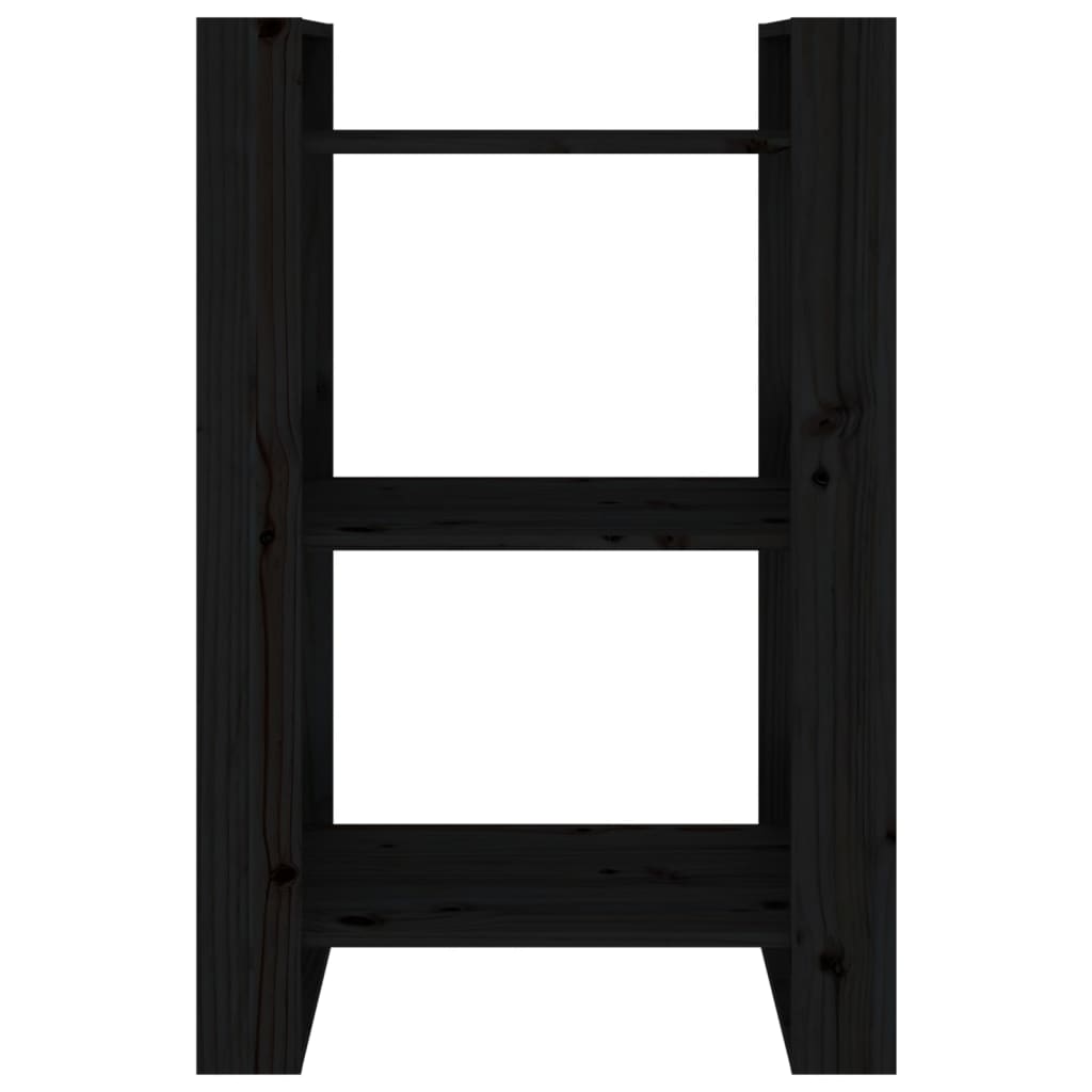 Book Cabinet/Room Divider Black 60x35x91 cm Solid Wood Pine