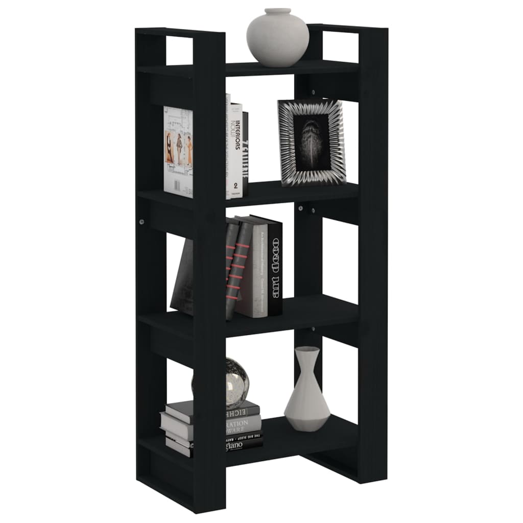 Book Cabinet/Room Divider Black 60x35x125 cm Solid Wood