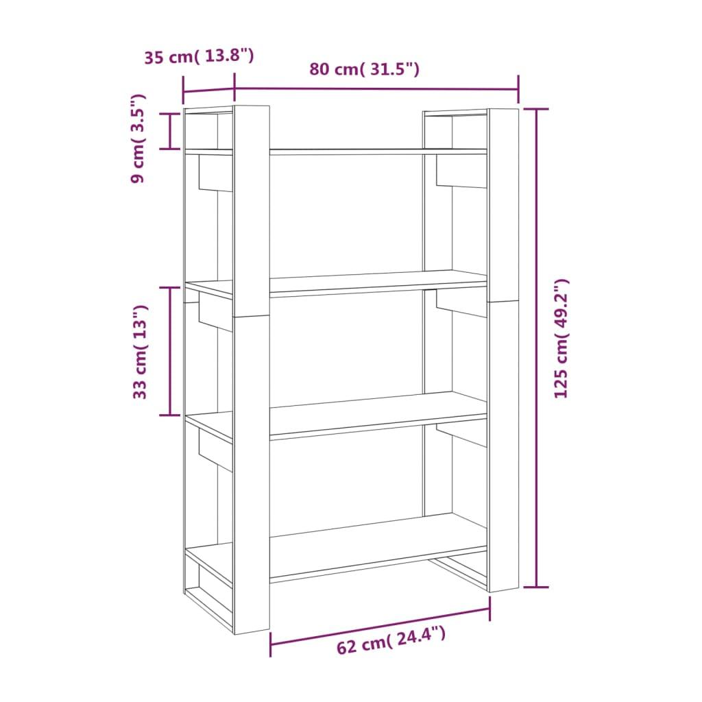 Book Cabinet/Room Divider Honey Brown 80x35x125 cm Solid Wood