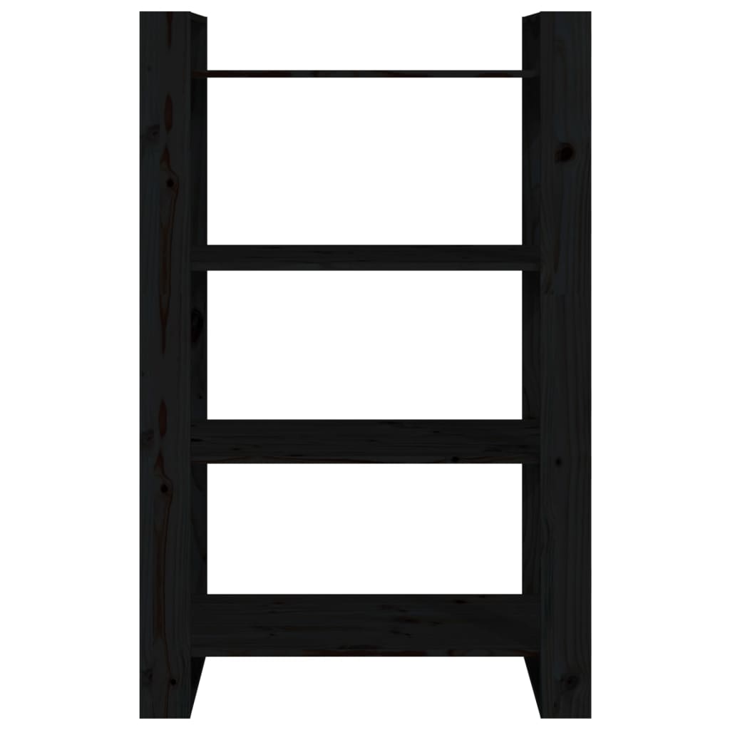 Book Cabinet/Room Divider Black 80x35x125 cm Solid Wood Pine