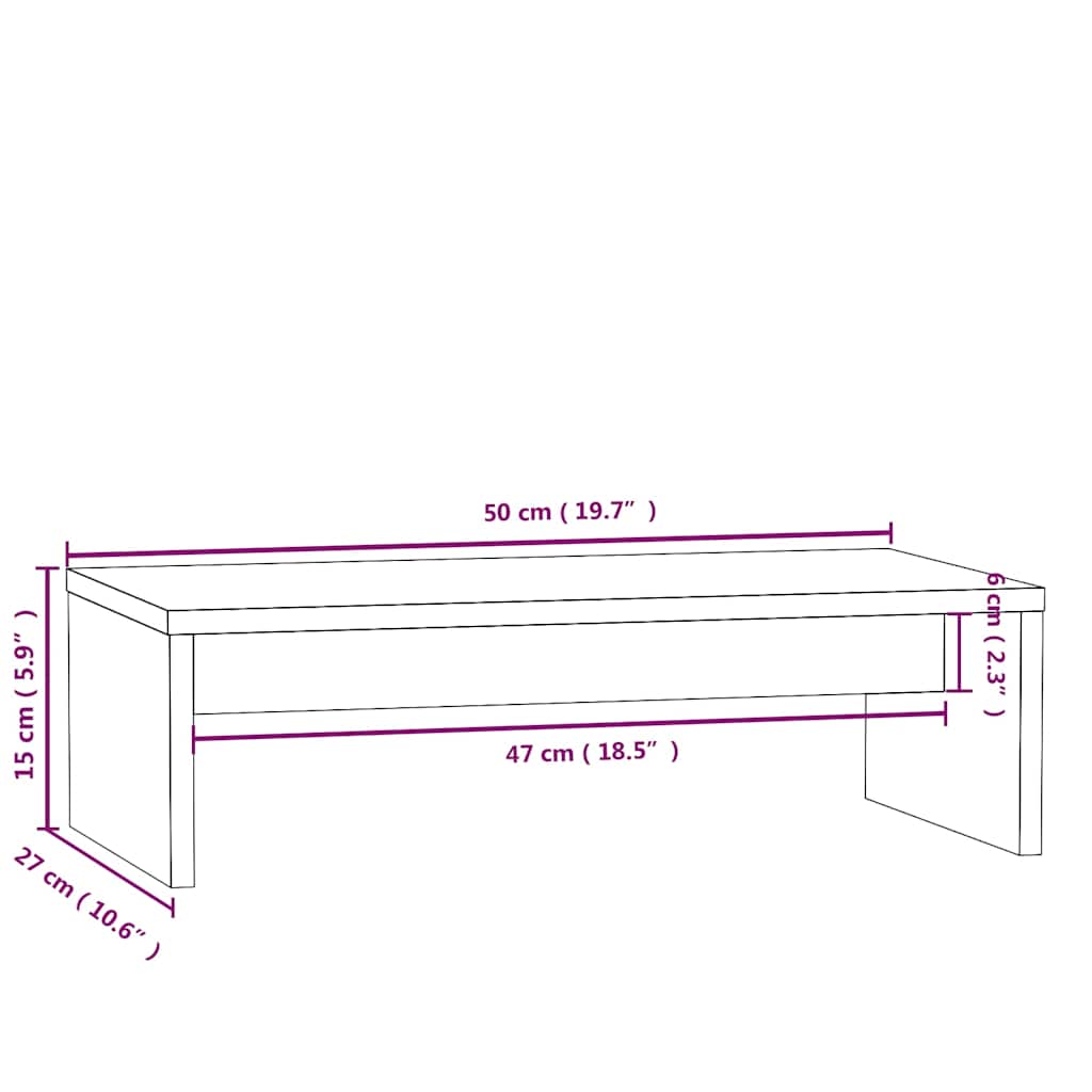 Monitor Stand 50x27x15 cm Solid Wood Pine